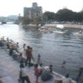 Lanterns floating near the hypocenter in Hiroshima.